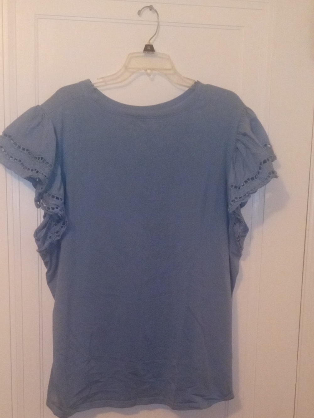 Women's Blue Ruffle Sleeve Top 3x short sleeve